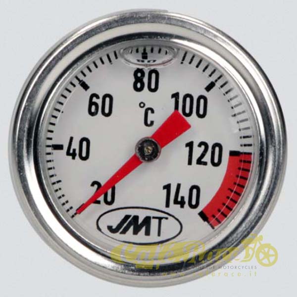 Termometro olio motore cromato / fondo bianco filettatura Ø 20 x 1,5 mm