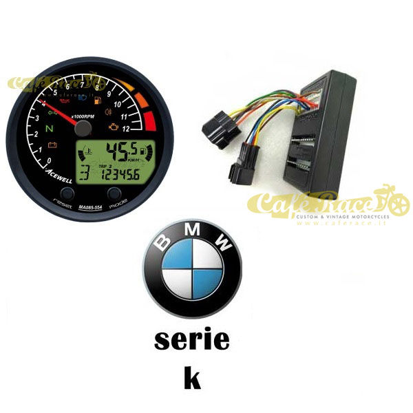 Contachilometri contagiri per BMW K75 K100 k1100 nero cafe racer spia carburante