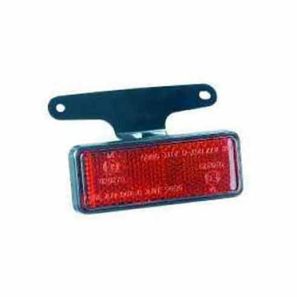 Red motorcycle reflector with license plate holder fixing bracket Approved 85 x 30 mm