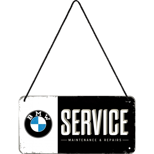 Insegna cartello in metallo logo BMW service officina 10x20cm