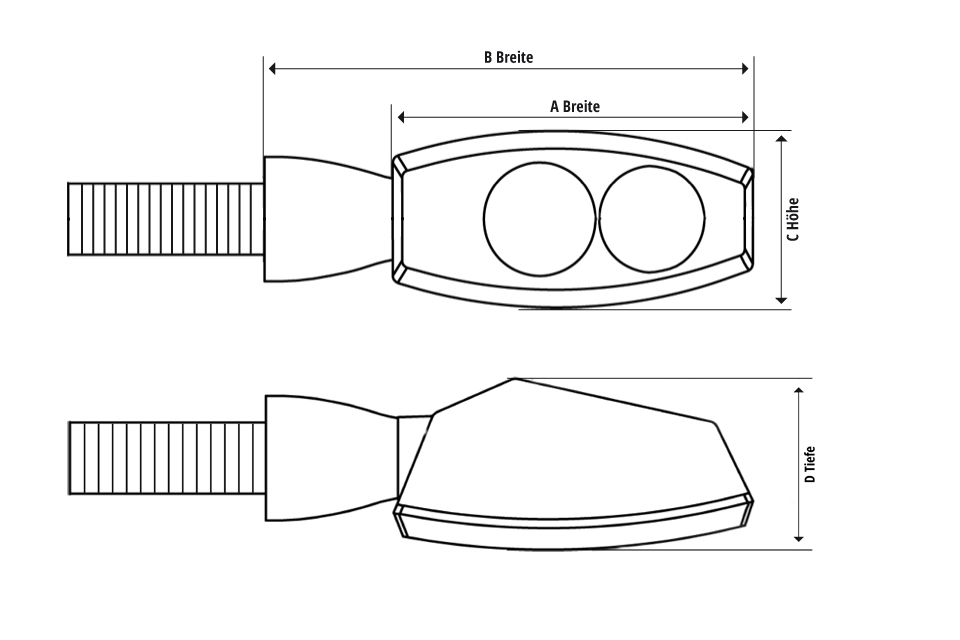 Frecce SCURO LED in metallo nero lente fumè omologate 58mm m8 2pz
