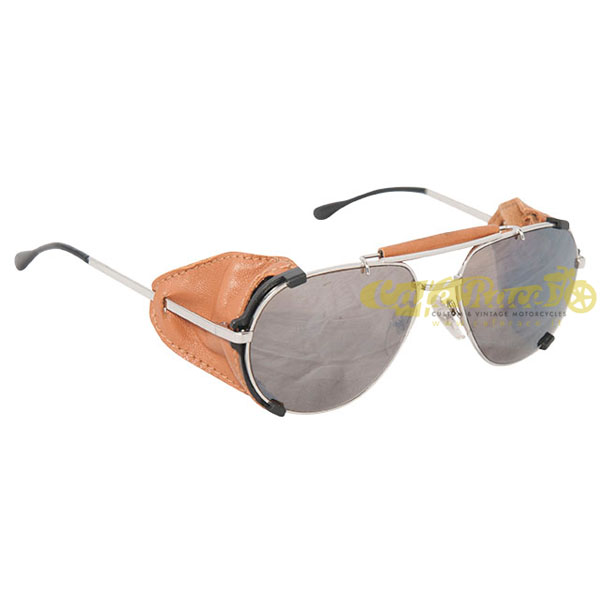 Baruffaldi Annapurna Sonnenbrille aus Leder, Seite aus Leder mit getönten Gläsern