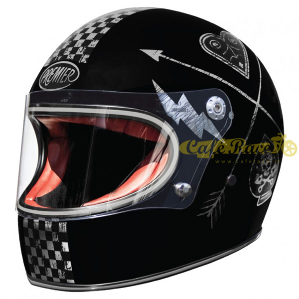 ORIGINE Casco moto integrale Casco vintage in fibra di vetro stile retrò  con visiera ECE(CUSTOM SILVER,L) : : Auto e Moto