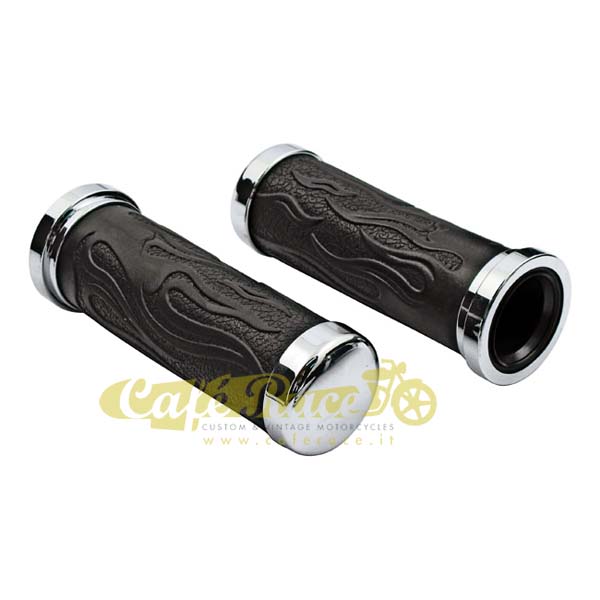 22mm (7/8\") chrome FLAME GRIPS grips for custom with chrome abs cap