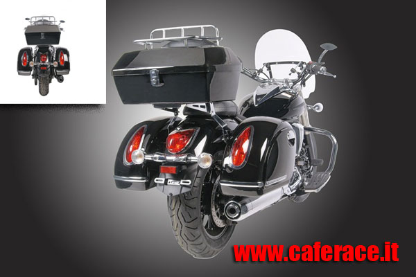 Coppia Borse laterali rigide nero lucido in abs per moto custom 44 litri cad.